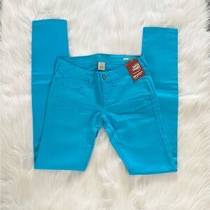 Juniors Bright Colored Arizona Turquoise Blue Skinny Jeans Size 0 Slender Fit 🩵